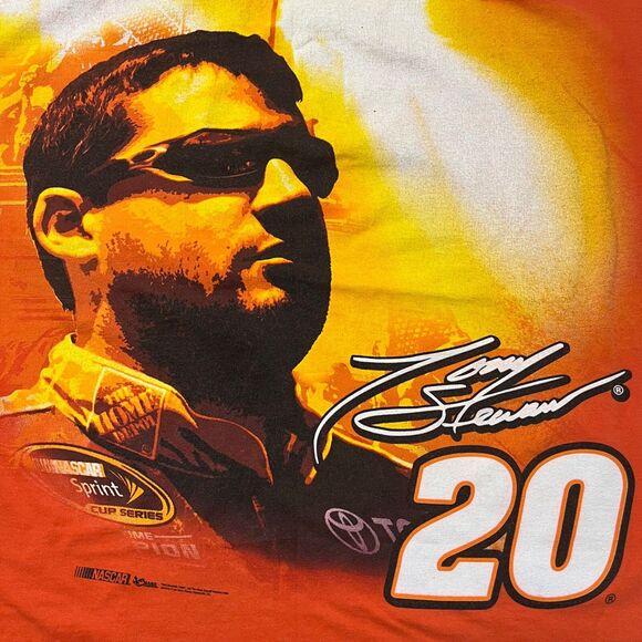 VINTAGE TONY STEWART NASCAR ORANGE AND BLACK SHIRT ALL OVER PRINT CHASE XLARGE - Picture 2 of 8